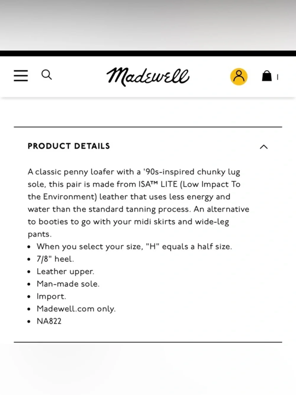 Madewell Black Leather Lugsole Penny Loafers - 8 good condition - Picture 3 of 10